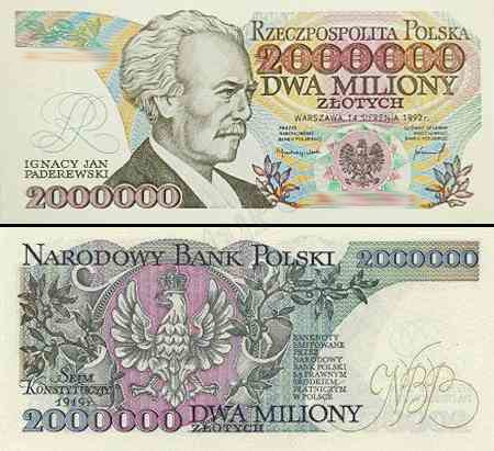 Banknot 2 000 000 zł 1992 rok