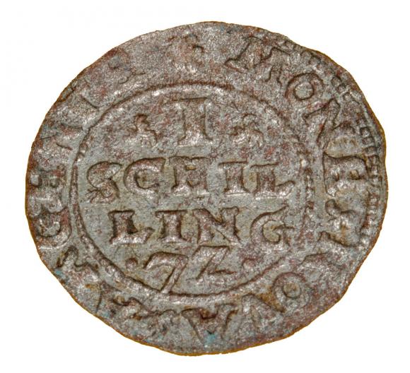 Szeląg 1572 Jan Hieronim Chodkiewicz Inflanty Dahlen